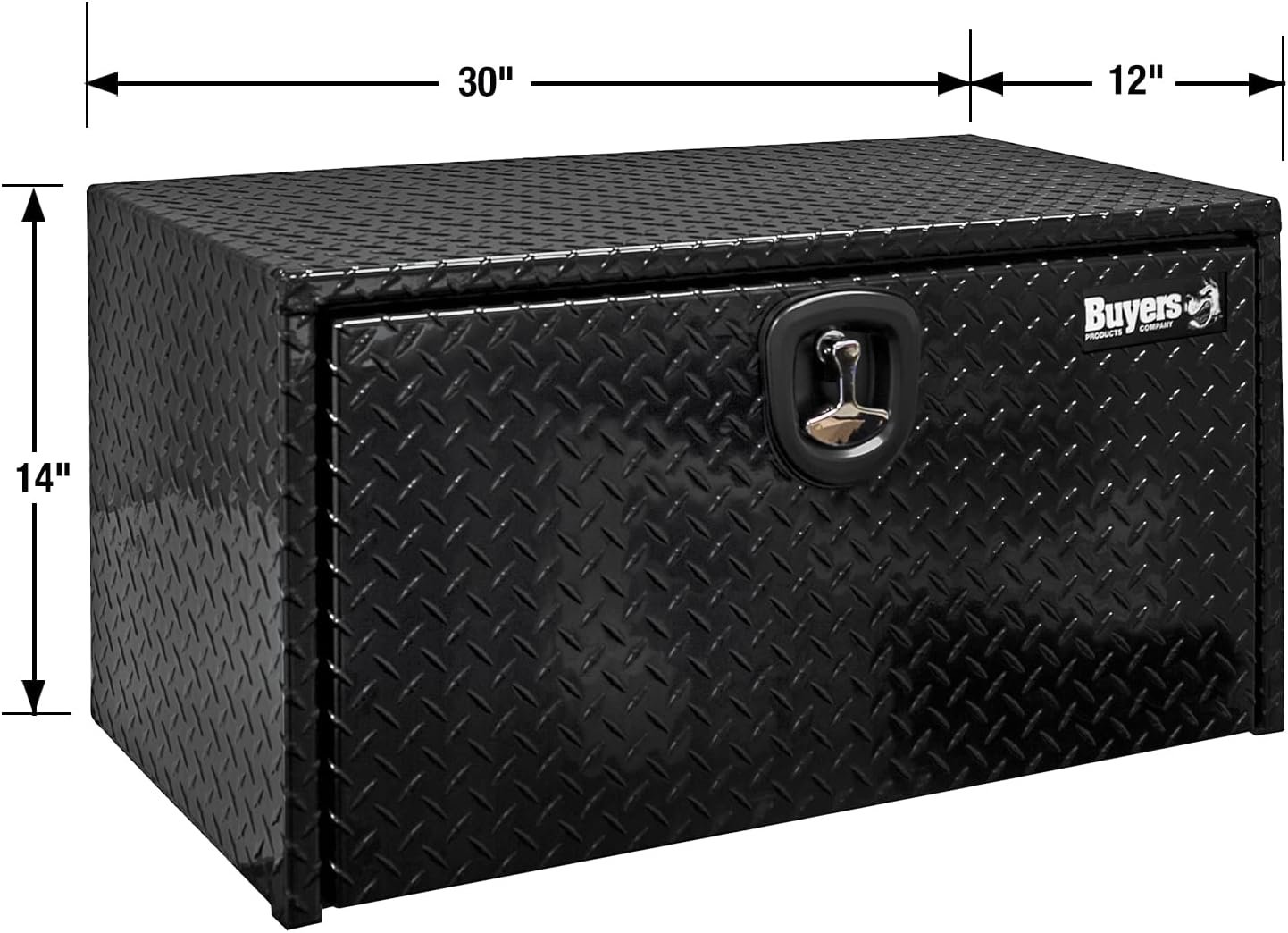 Buyers Products 1725153 Black Diamond Tread Aluminum Underbody Truck Tool Box, 14 x 12 x 30 Inch, Made In The USA, Truck Box For Storage & Organization, Durable Job Box for Truck