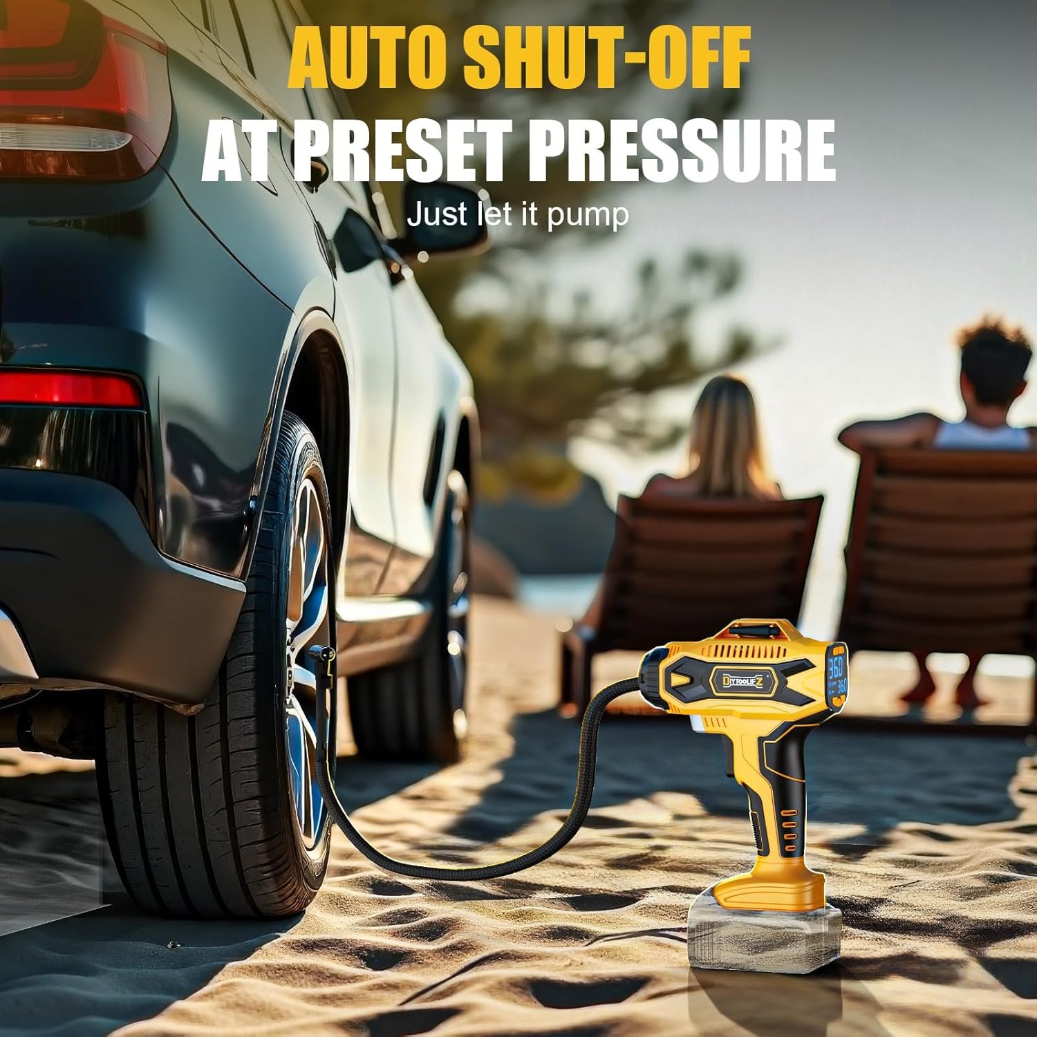 DIYtoolifz Cordless Tire Inflator Air Compressor Compatible with Dewalt 20V Battery, 160PSI Portable Air Pump with Digital Pressure Gauge, Fast Inflation for Cars, Motorcycles, Bikes (Tool Onlyl)