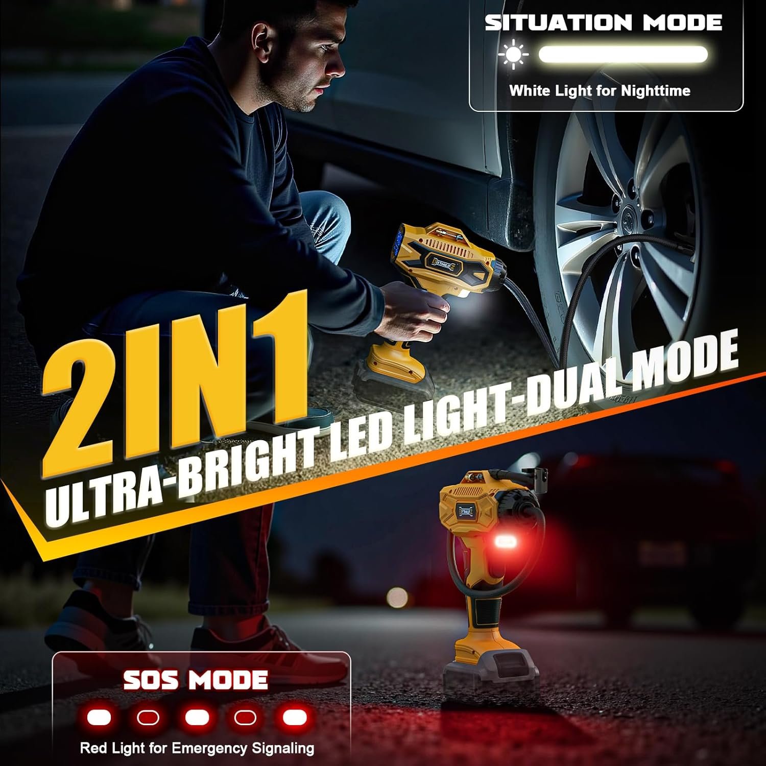 DIYtoolifz Cordless Tire Inflator Air Compressor Compatible with Dewalt 20V Battery, 160PSI Portable Air Pump with Digital Pressure Gauge, Fast Inflation for Cars, Motorcycles, Bikes (Tool Onlyl)