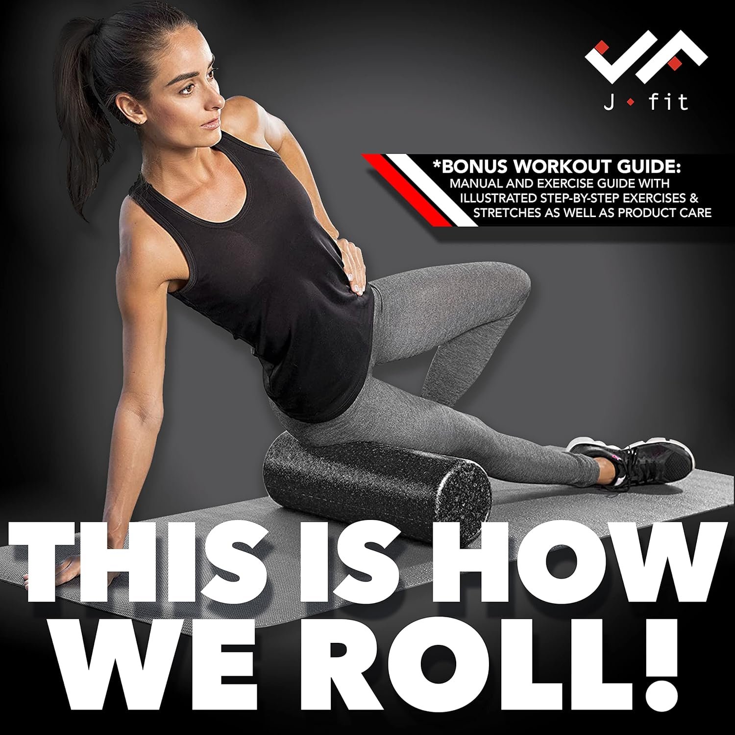 JFIT High Density Foam Roller – EPP Deep Tissue Massage Roller for Muscle Recovery, Myofascial Release & Stretching