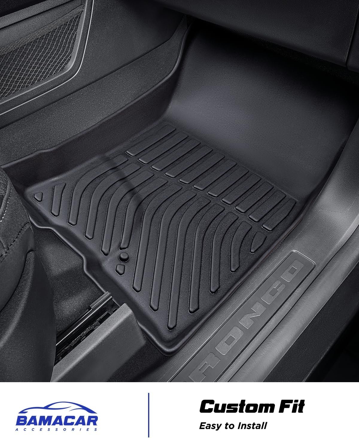 All Weather Floor Mats Cargo Liner for Ford Bronco Sport 2026 2025-2021,TPE Full Set Carpets Trunk Mat for Base Big Bend Badlands Accessories (ONLY for Sport),4pcs