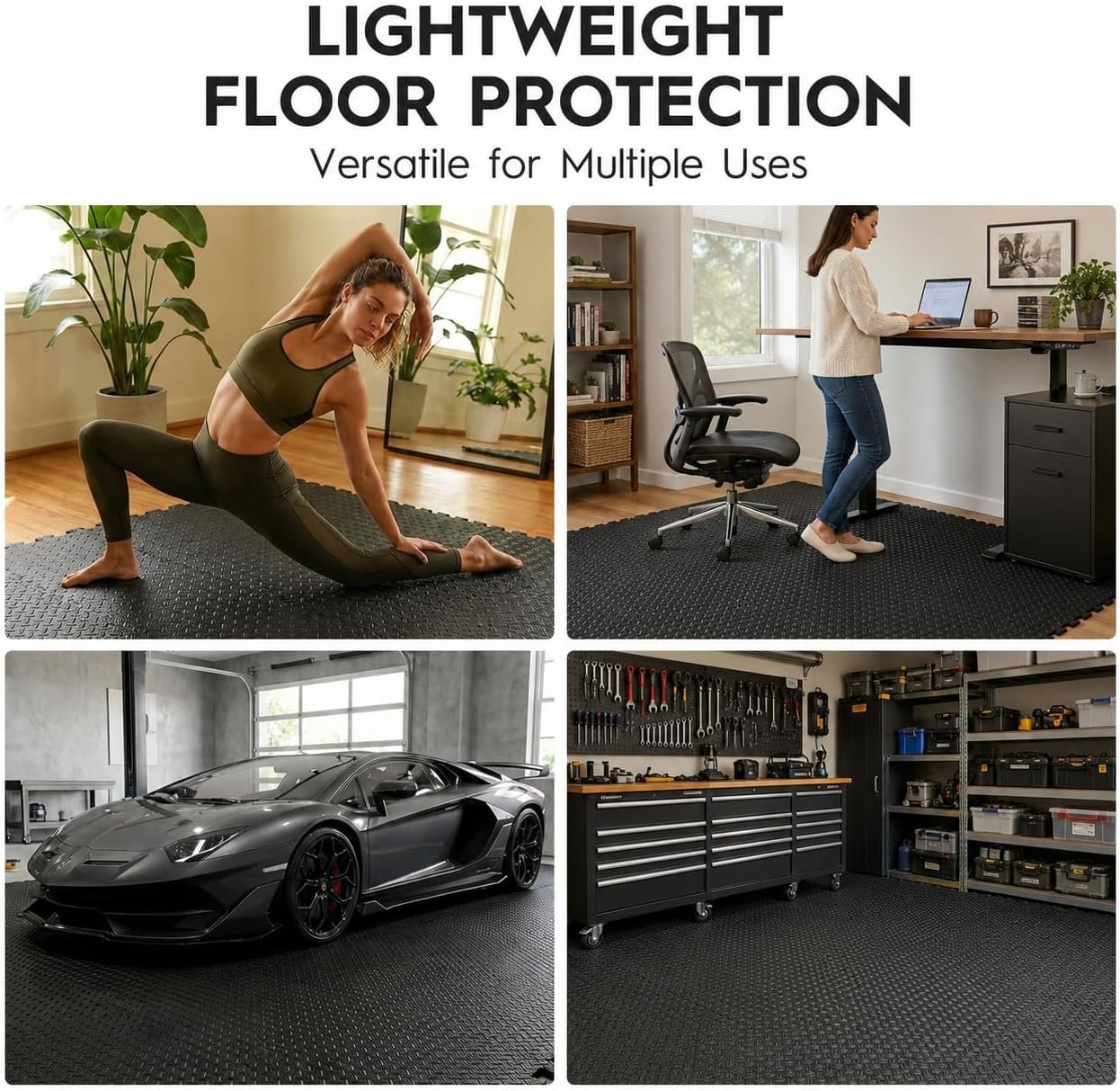 18pcs Puzzle Exercise Mat, 12.6"x12.6"x0.4", 18sqft EVA Interlocking Foam Floor Tiles, Non-Slip, Protective, Water-Resistant Flooring for Home Gym & Workout Equipment