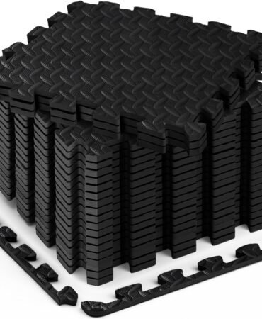 18pcs Puzzle Exercise Mat, 12.6"x12.6"x0.4", 18sqft EVA Interlocking Foam Floor Tiles, Non-Slip, Protective, Water-Resistant Flooring for Home Gym & Workout Equipment