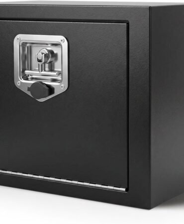 18"x 12"x 14" Underbody Truck Tool Box, 18 Inch Heavy Duty Steel Under Body Toolbox for Pick Up Truck RV, Under Mount Tool Box with T-Handle Lock and Keys, Black (18" x 12" x 14")