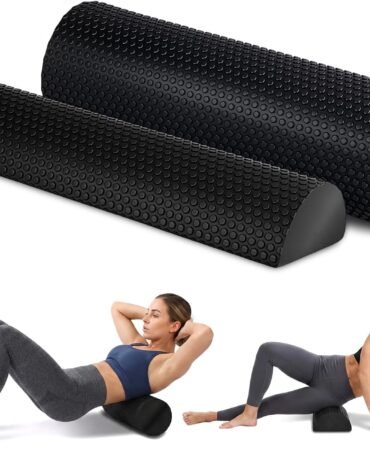 2 Pack High-Density Foam Roller 18 Inches Black Exercise Massage Roller Full Body Athletic Massager for Back Stretching for Exercise and Recovery Self-myofascial Release for Body