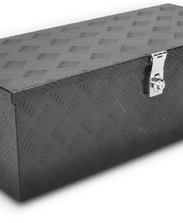 30” Heavy Duty Aluminum Truck Bed Tool Box 5 Bar Tread Waterproof Truck Tool Box Storage Organizer，Truck Box with Side Handle, Lock & Keys,Black (30"X13"X10")