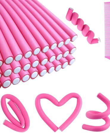 30PCS 9.45" Flexi Rods Curlers Set for Short and Long Hair, No Heat Foam Rollers with Steel Comb Buytta