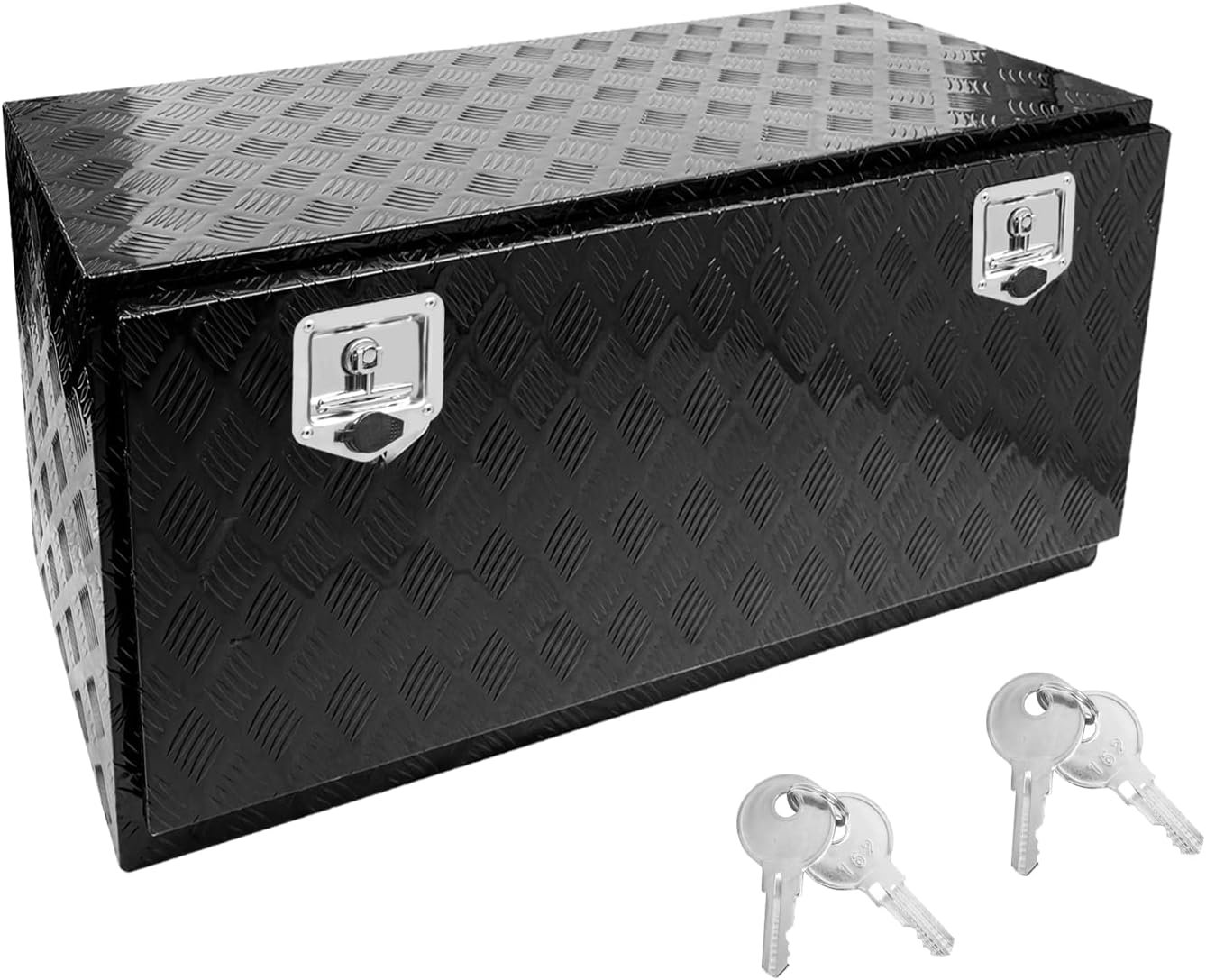 36" x 18" x 18" Truck Tool Box Pickup Truck Bed Toolbox Heavy Duty Aluminum Underbody Truck Box Compatible With RV Trailers Storage Organizer with Lock & Keys Black