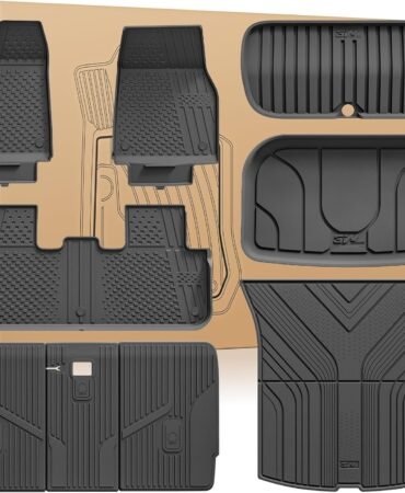 3W Tesla Model Y Juniper Floor Mats(Not for Standard), Front Rear Cargo Liner & Seatback Protector, Custom Fit 2025 2026 Model Y Accessories, TPE All Weather Odorless Non-Slip