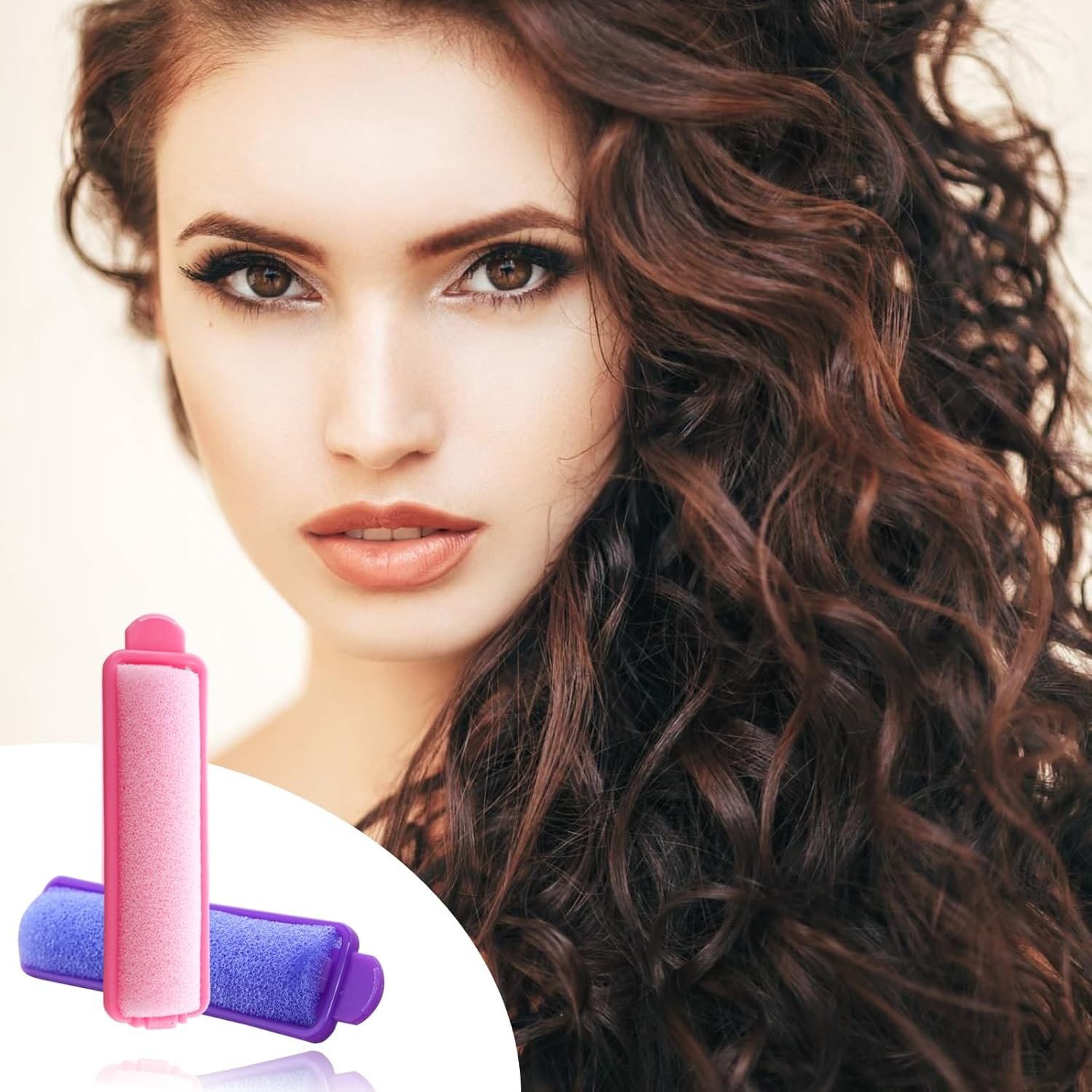 44 Pcs Foam Sponge Hair Rollers Set 0.59 Inch Flexible Hair Styling Sponge Curler Soft Sleeping Hair Curlers and Stainless Steel Rat Tail Comb Pintail for Hairdressing Styling(Purple, Pink)