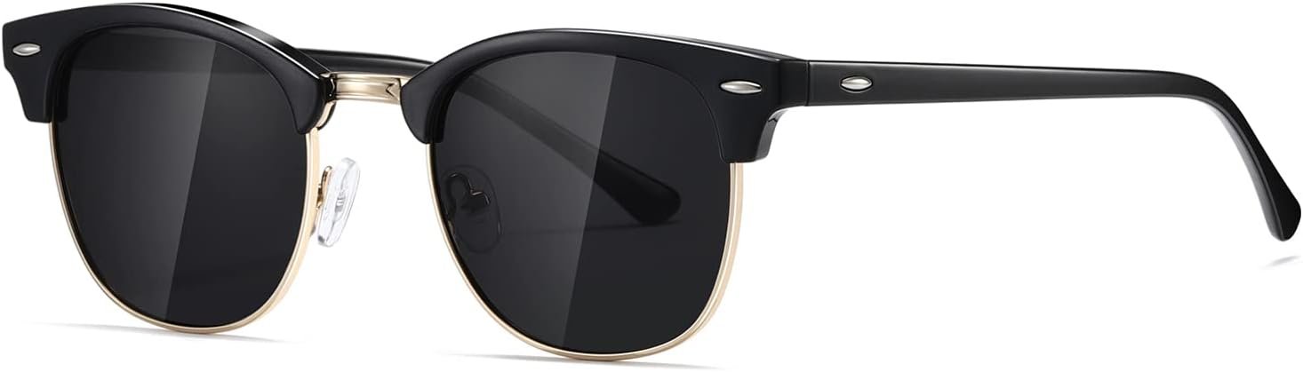 AEVOGUE Polarized Semi Rimless Sunglasses for Men Women, Retro UV400 Sun Glasses for Driving Outdoor