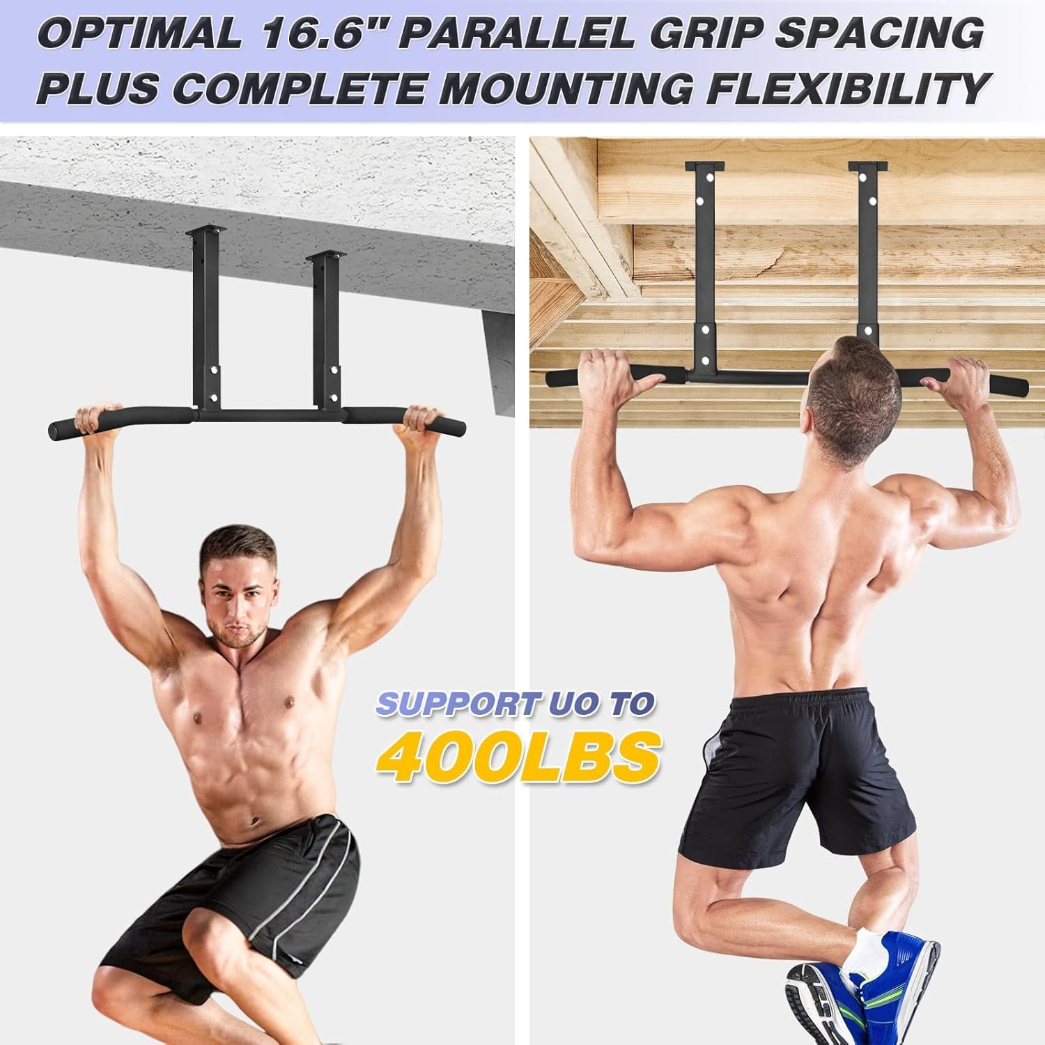 ATENTO Pull Up Bar, Chin Up Bars Ceiling Mount, Workout for Home Gym, Beam, Crossfit - Heavy-Duty, Foam Grip, Easy installation