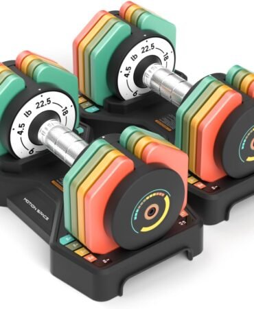 Adjustable Dumbbells Set 22.5LB Pair, 1-Sec Fast Adjustable 5 Free Weights, Premium Comfort Non-slip Metal Handle, Compact Size for Full Body Home Workout