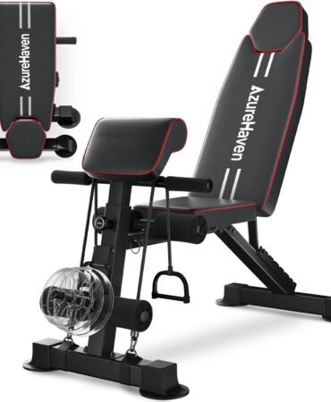 Adjustable Weight Bench, Foldable Incline Decline Flat Workout Bench for Home Gym Full Body Dumbbell Exercise, 660LBS Capacity (Black)