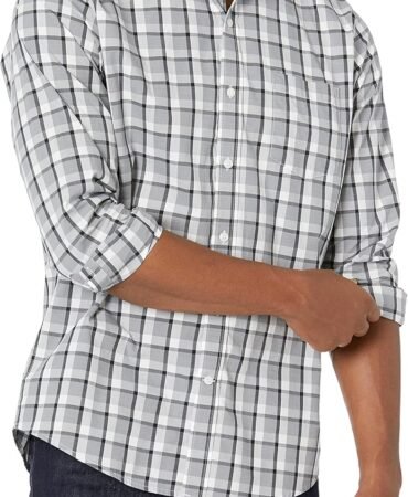 Amazon Essentials Men's Regular-Fit Long-Sleeve Casual Poplin Shirt, Button Front, Business Casual, Collared