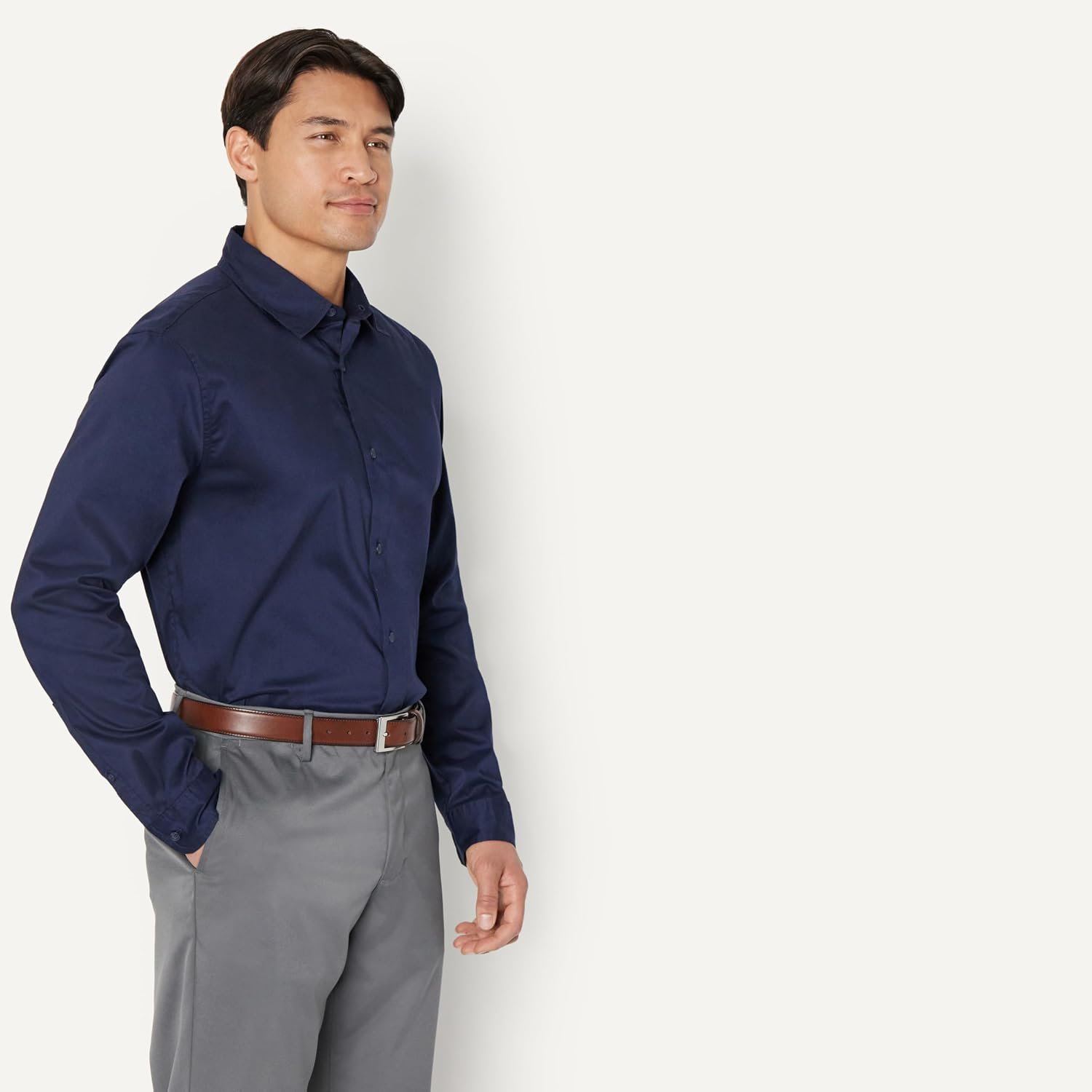 Amazon Essentials Men's Slim Fit Long Sleeve Wrinkle Resistant Stretch Dress Shirt