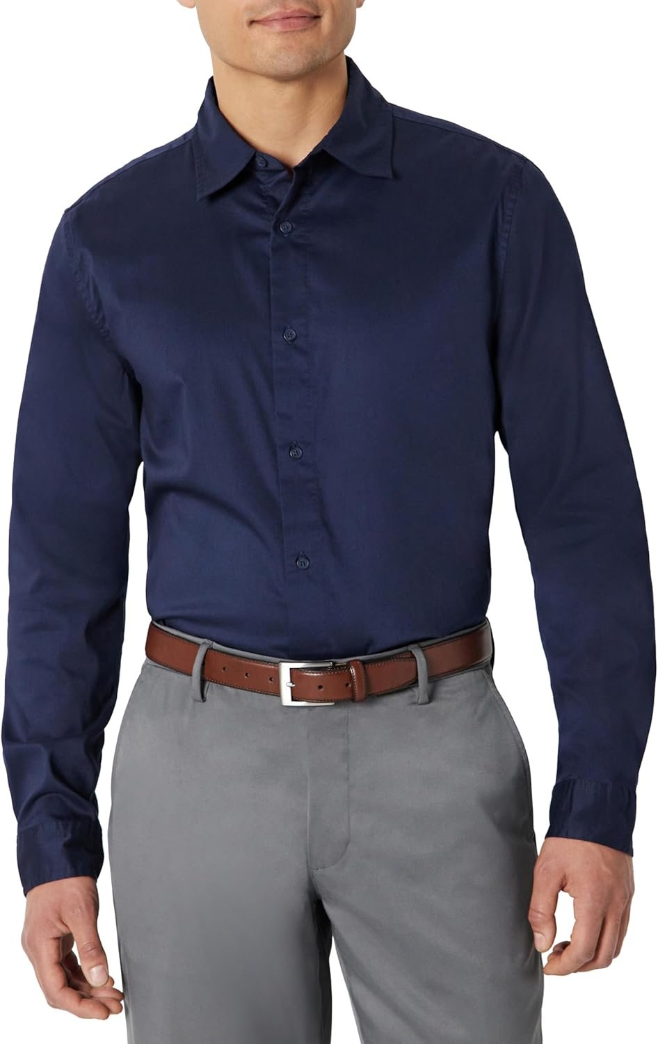 Amazon Essentials Men's Slim Fit Long Sleeve Wrinkle Resistant Stretch Dress Shirt