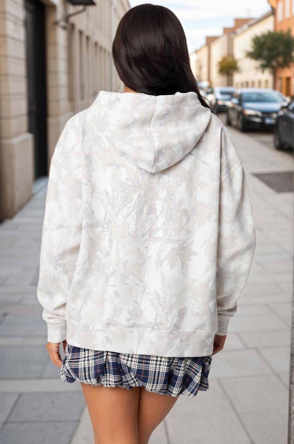 Anoumcy Camo Hoodie Womens Maple Leaf Fleece Hooded Sweatshirt Oversized Camouflage Hoodies For Women Trendy