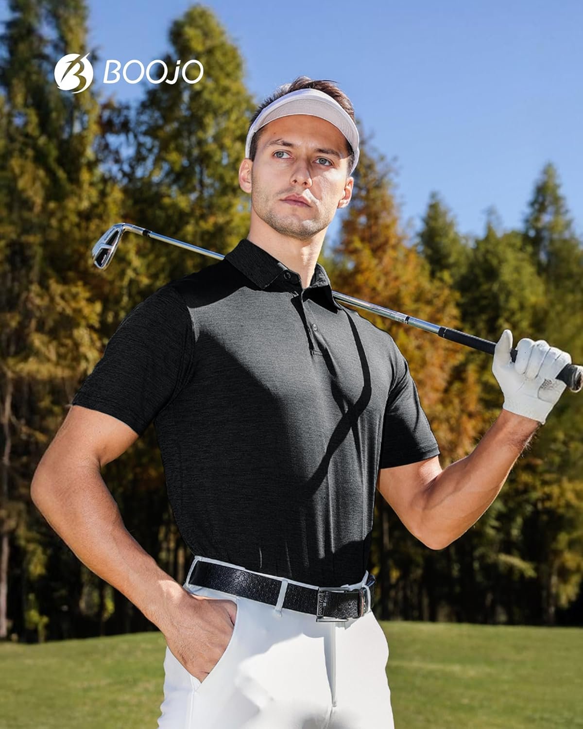 BOOJO 7 Pack Polo Shirts for Men - Quick Dry Moisture Wicking Performance Short Sleeve Mens Golf Shirts for Casual Work