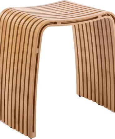 Bamboo Shower Bench, Non-Slip Shower Stool & 450 lbs, Waterproof Bathroom Stool Spa Bath Seat, Natural Bamboo Stool, Suitable for Multiple Settings: Bathroom, Bedroom, Dining Room and Living Room