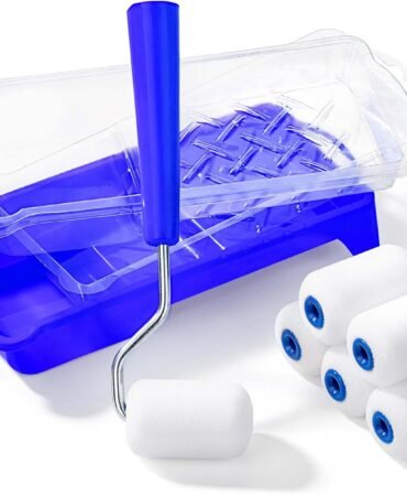 Bates- 2 Inch Foam Paint Roller Kit, 10 Pack Small Paint Roller Kit | 1x Plastic Paint Tray 2x Clear Disposable Tray Liners 1x Roller Frame & 6x Mini Foam Covers for Painting Wall Door Cabinet