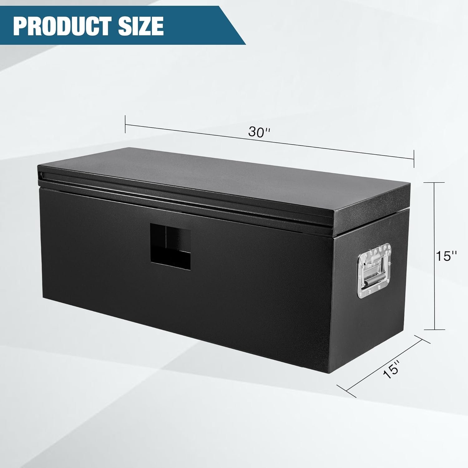 Black Steel Truck Bed Tool Box, Black Powder Coated Storage Chest, Weatherproof Tool Organizer for Truck Bed, RV, Trailer (30 * 15 * 15)
