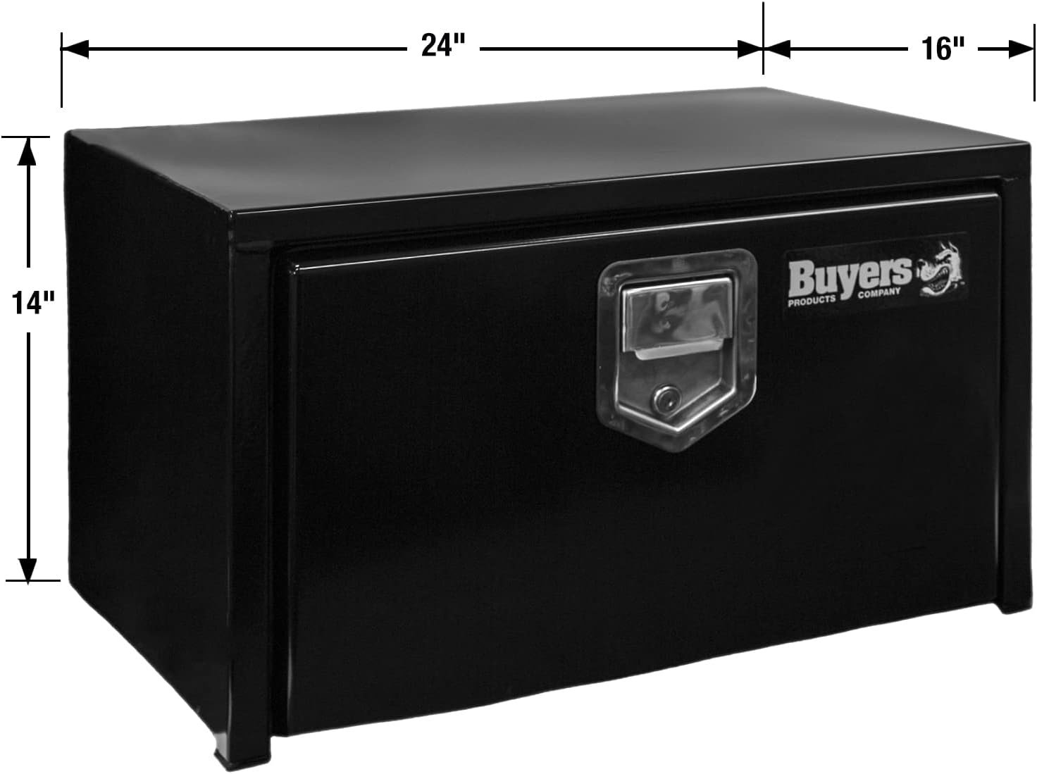 Buyers Products 1703100 14x16x24 Inch Black Steel Underbody Truck Box, Locking Paddle Latch, Recessed Drop Door, Weatherproof Tool Storage for Flatbed and Service Body Trucks, 14 Gauge Steel