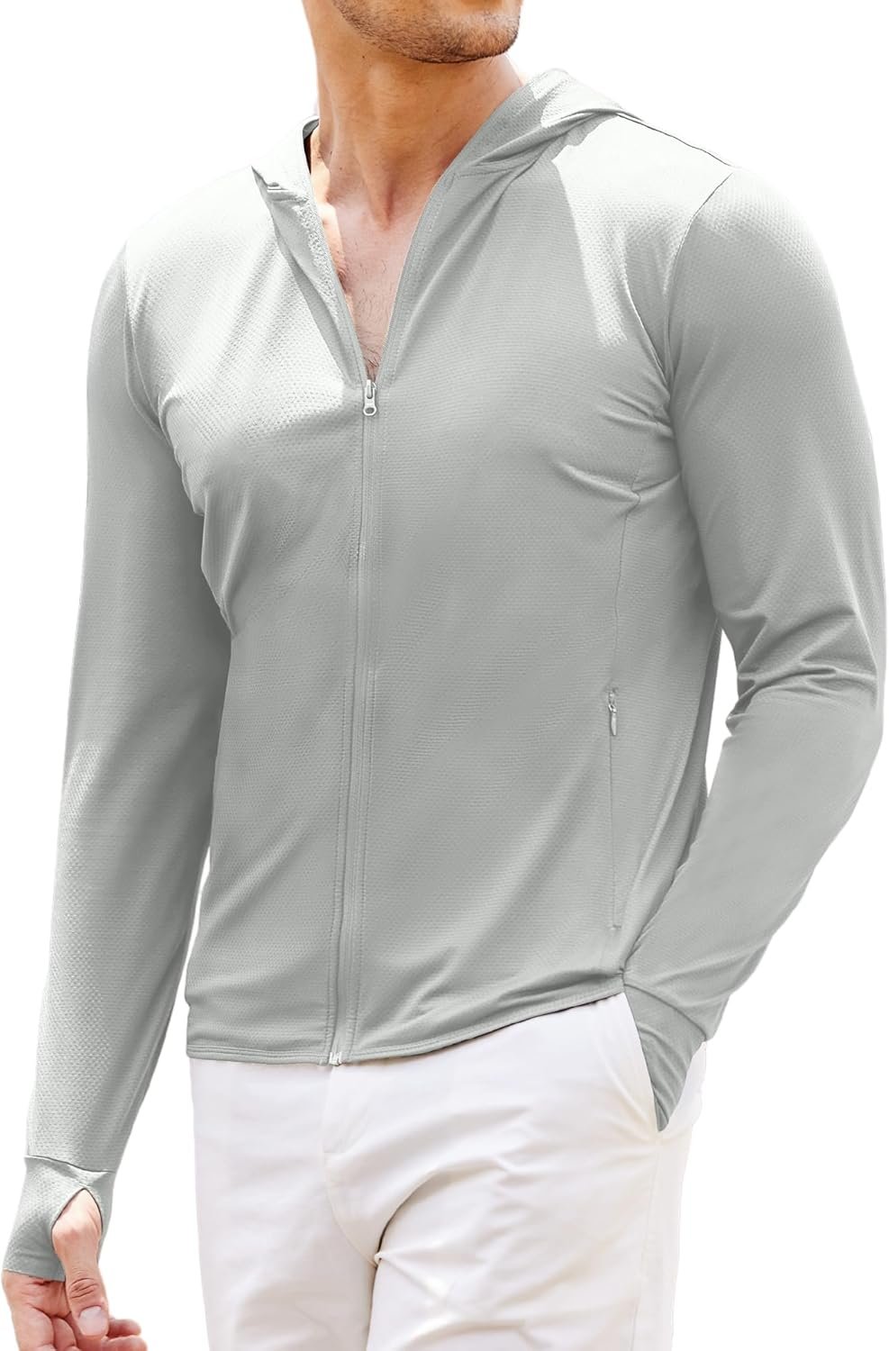 COOFANDY Full-Zip Men's Lightweight Hoodie UPF 50 - Breathable Sun Protection Jacket with Pockets for Golf, Fishing, Hiking
