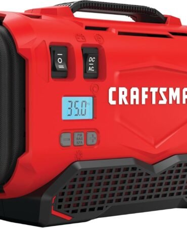 CRAFTSMAN V20 Tire Inflator Portable Air Compressor, Car Air Pump, 3 Modes Tire Pump: Cordless, 120V Corded, and 12V Car Adapter, Battery Sold Separately (CMCE520B)