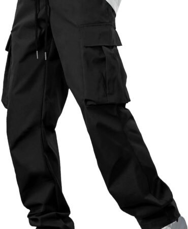 Comdecevis Men's Casual Cargo Pants Workout Joggers Stretch Sweatpants Hiking Drawstring Tactical Pants with Multi Pockets