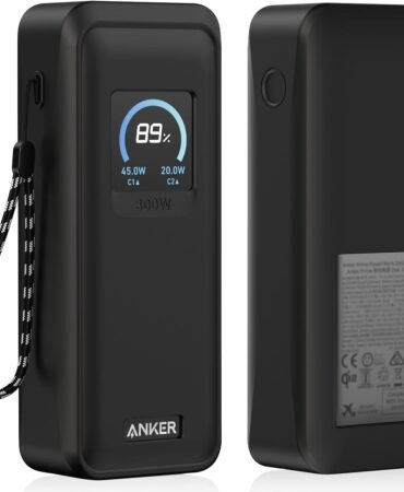 Compatible with Anker Prime Power Bank 26,250Mah 300W Case Cover, Soft Silicone Shockproof Protective Case for Anker 300W Prime Power Bank with Anti-Lost Strap, LCD Display Visible (Black)