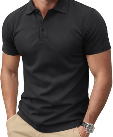 Cotrasen Men's Polo Shirts Short Sleeve Soft Cotton Pique T-Shirts 3 Buttons Classic Fit Casual Performance Golf Shirts