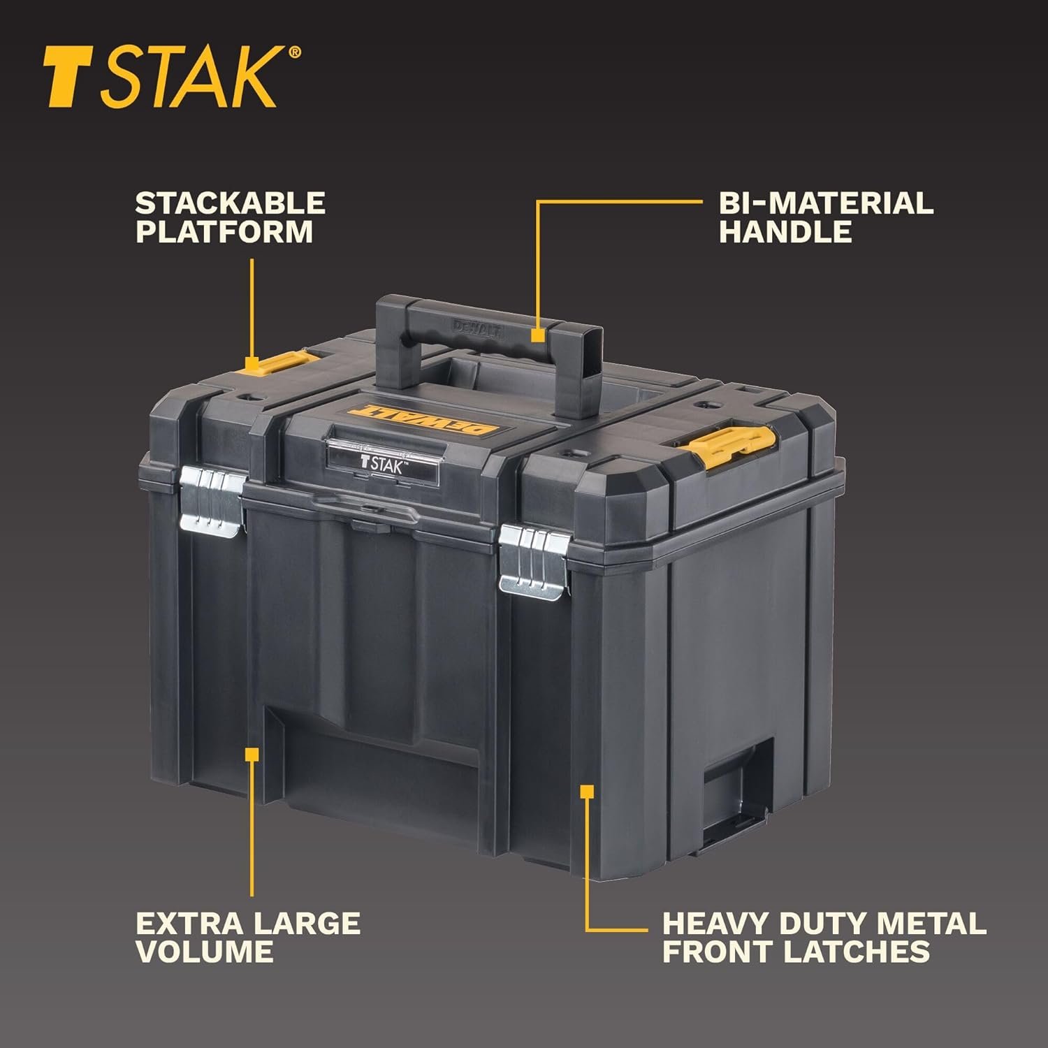 DEWALT TSTAK Tool Box, Extra Large Design, Removable Tray for Easy Access to Tools, Water and Debris Resistant (DWST17806)