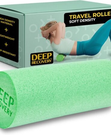 Deep Recovery Yoga Foam Roller for Physical Therapy & Exercise – Green Back Roller for Back Pain, Legs, and Shoulders, 12in x 4in Travel Size – Deep Tissue Massage for Myofascial Release