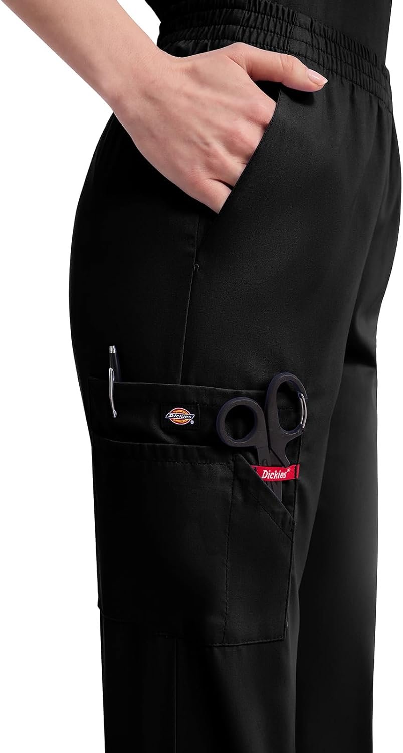 Dickies EDS Signature Scrubs for Women, Elastic Waist Pull-On Cargo Pants for Women in Soft Brushed Poplin - 86106