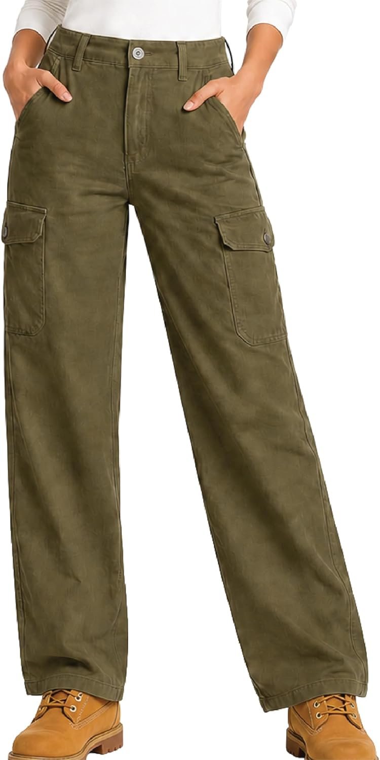 Dickies Womens Cargo Pants - Relaxed Straight Leg Rugged Duck Canvas Non Stretch Work Pants for Women Casual Utility Workwear
