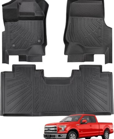 DiffCar® for Ford F150 Floor Mats Super Cab/Extended Cab 2015-2025 2026 (Not for SuperCrew Cab) All Weather TPE Car Accessories for Ford F150 Automotive Floor Mats for Pickup Truck, Black Car Mat 3PCS