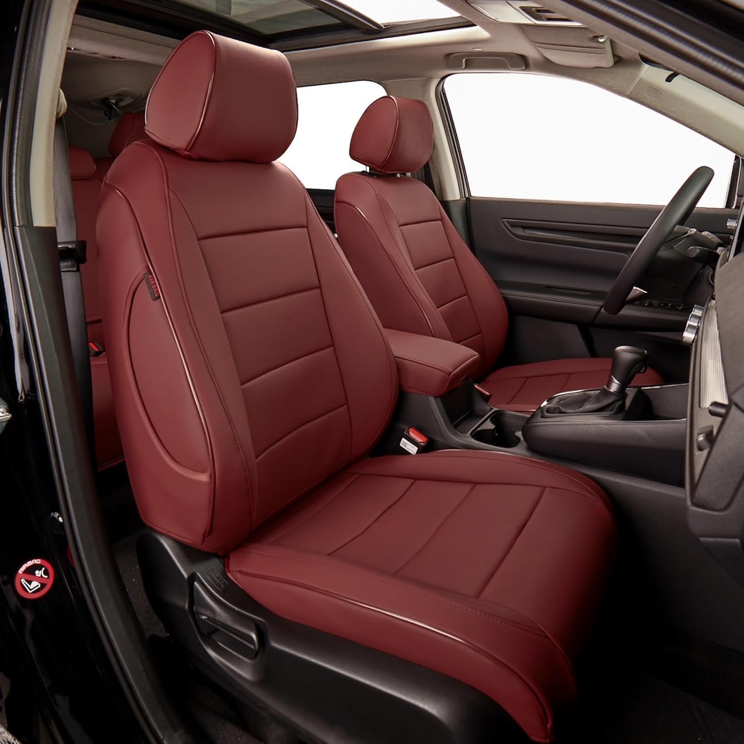 EKR CRV Seat Covers Custom Fit for Honda CRV 2017 2018 2019 2020 2021 2022,Leather Car Seat Cover Full Set for Trucks SUV,Waterproof Car Seat Cushion,Faux Leather (Burgundy)