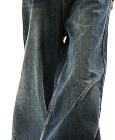 EMMIOL Women Baggy Jeans Mid-Low Waist Boyfriend Streetwear Vintage Jeans Wide Leg Denim Pants