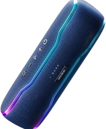 ERKEI SEHN Bluetooth Speaker, IPX7 Waterproof Wireless Speakers, Flashing Light, 25W Super Bass, 24H Playtime, Graduation Birthday Gifts for Him, TWS Pairing, Beach Essentials, Midnight Blue