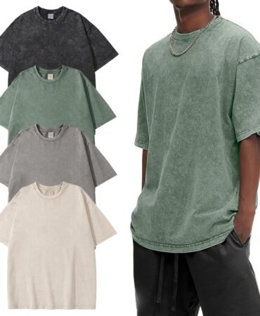 Eiscntd Men's Oversized T-Shirts Heavyweight Cotton Vintage Washed Loose Fit Unisex Baggy Tee Shirts