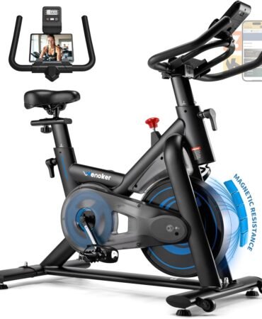 Exercise Bike – 350LB Magnetic Resistance Stationary Bike, Silent Indoor Cycling Bike with App Sync, Adjustable Seat, LCD Monitor, Smooth & Quiet for Cardio Workout