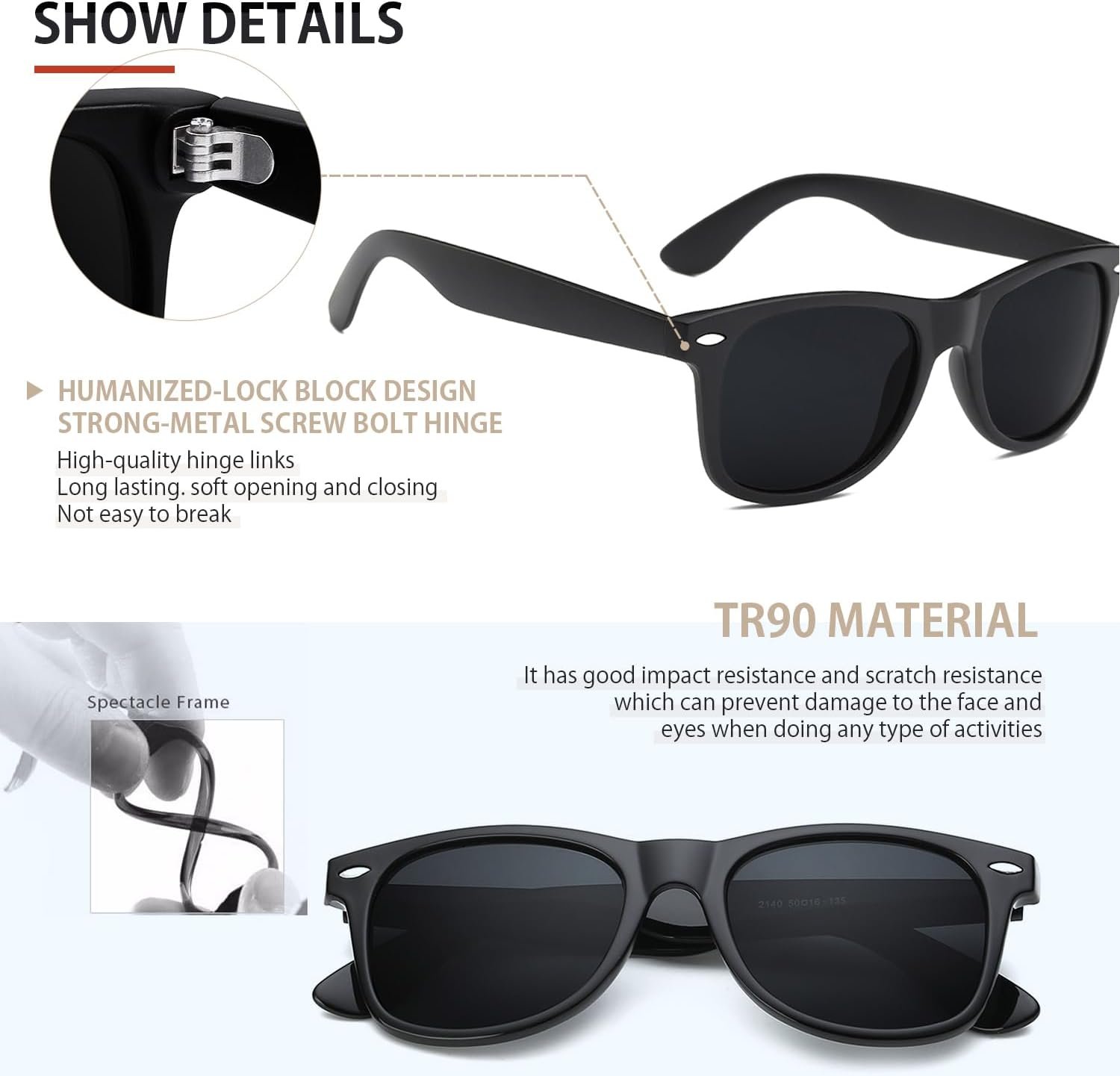 FEIDUSUN Sunglasses Men Polarized Sunglasses for Mens and Womens,Black Retro Sun Glasses Driving Fishing UV Protection