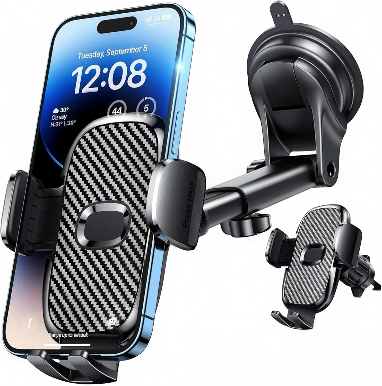 FESIYOYE Car Phone Holder[Military-Grade 360°Suction Cup] Phone Holders for Your Car Universal Accessories Air Vent Dashboard Windshield Phone Mount Automotive Cradles Fit Shower & Wall Mounts iPhone