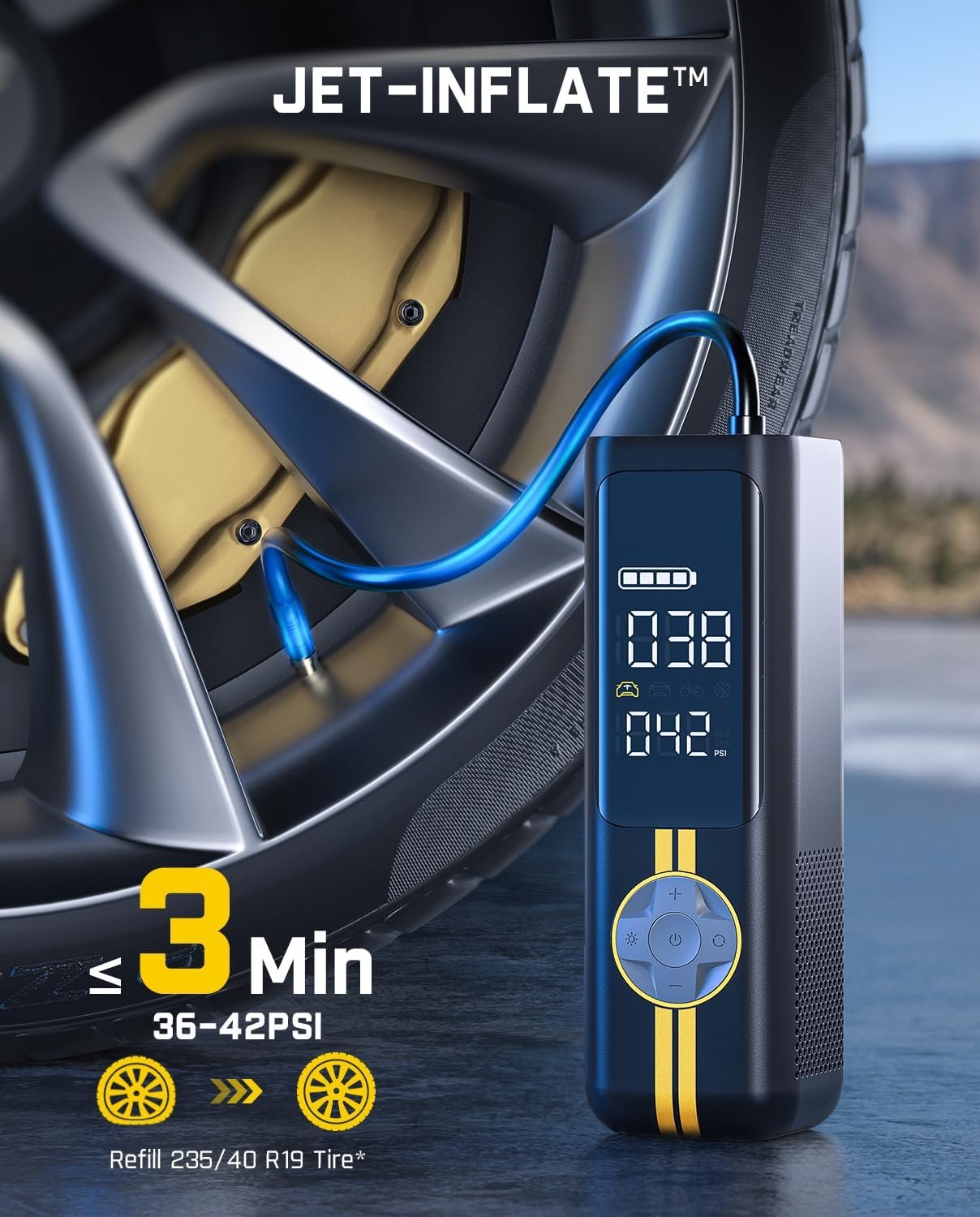 Fanttik X8 APEX EV Tire Inflator Portable Air Pump, 2X Faster Inflation, 150PSI Cordless Air Compressor with Powerful Battery, Handed Inflator for Electric Cars, Cars, Motorcycles, Bikes, Balls