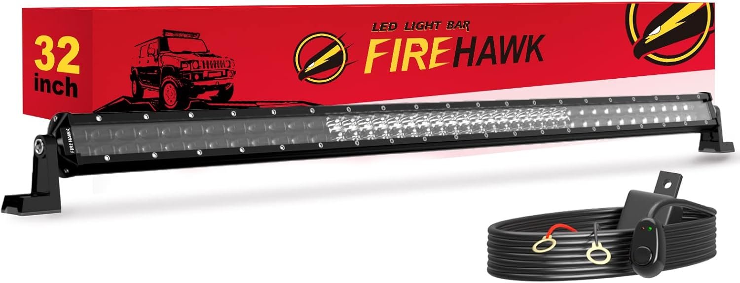 Firehawk LED Light Bar 32 Inch 80,000LM, 2026 New Japanese L-A-B Chips, Spot Flood Combo Beam, Driving Off Road Fog Work for Truck Pickup ATV UTV SUV Cart IP68 Waterproof with 12V Wiring Harness kit