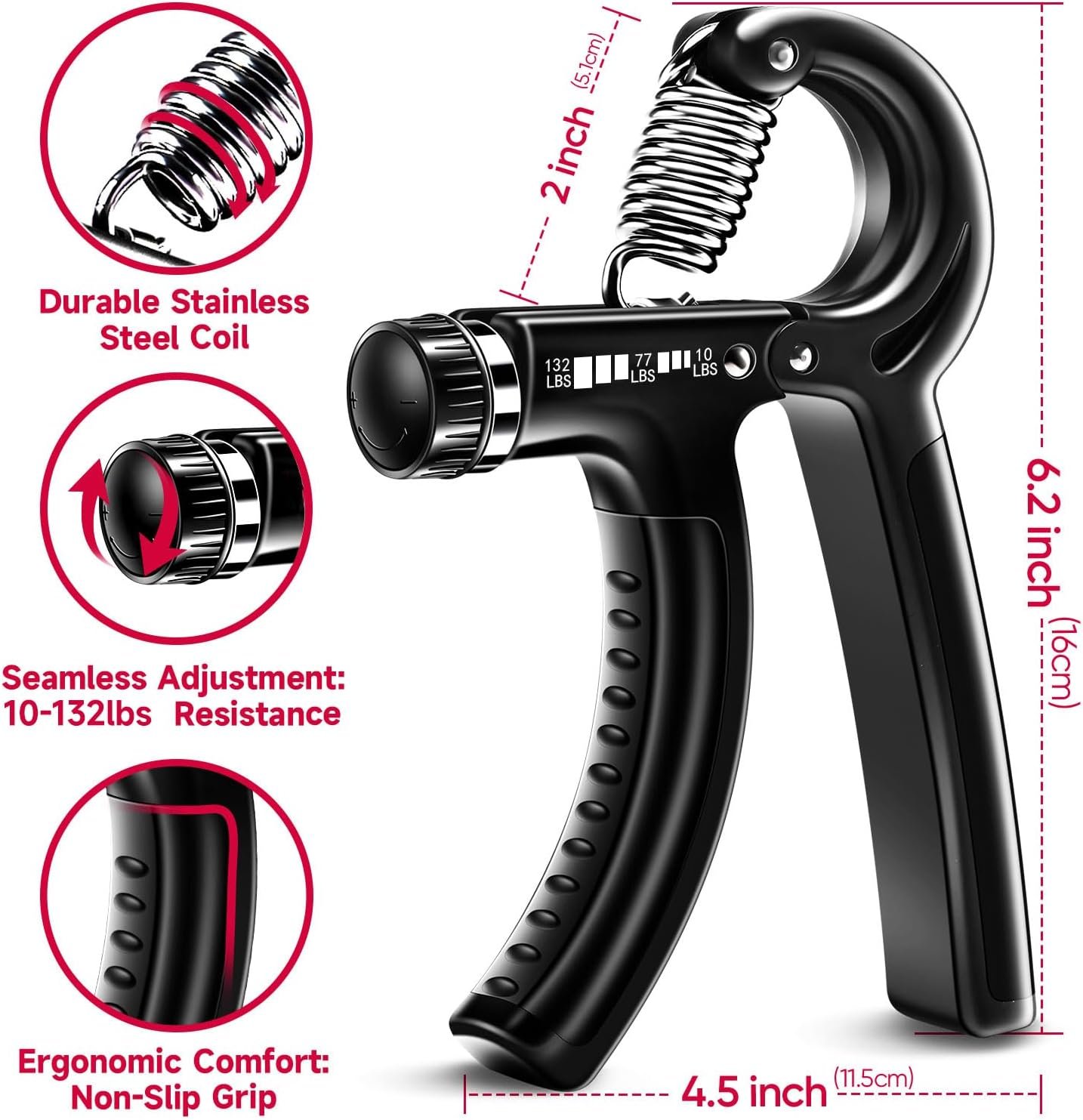 FitBeast Grip Strengthener Forearm Strengthener Hand Grips Strengthener Kit - 5 Pack Adjustable Resistance