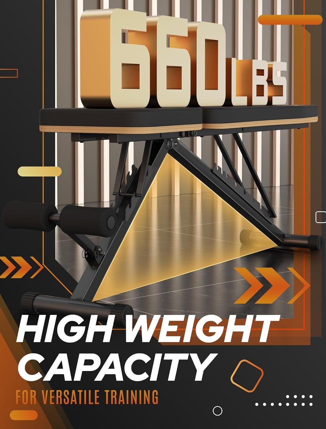 FitGoods Assemble-Free Foldable Weight Bench Press for Home Gym, 660 LBS Capacity Incline Decline, Sit-up Bench for Full-Body Strength Training