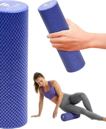 FitOn Foam Roller for Muscle Recovery - Compact and Portable, High-Density Foam Roller for Back Massage & Deep Tissue Relief and Home Exercise, Ideal for Use on Neck & Leg Soreness, 12"x4", Purple