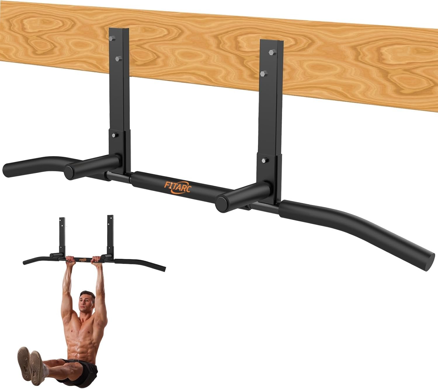 Fitarc Joist Mount Pull Up Bar, Wall Chin Up Bar Ceiling Mount for Beams, Heavy Duty Steel Construction, Home Gym Workout Equipment -Patent Pending